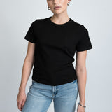 T-Shirt Gerippt Schwarz von vorne