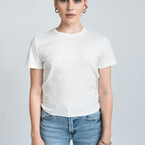 T-Shirt Gerippt Weiß von vorne