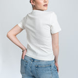 T-Shirt Gerippt Weiß von hinten