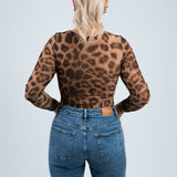 Body Leoprint Transparent mit Druckknöpfen Mulitcolor von hinten
