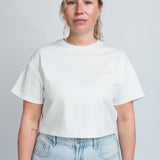 Crop Shirt Oversized Weiß von vorne