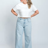 Crop Shirt Oversized Weiß Ganzkörper