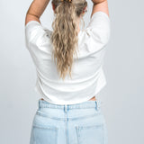 Crop Shirt Oversized Weiß von hinten