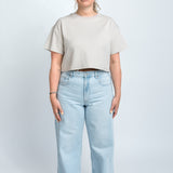 Crop Shirt Oversized Beige Ganzkörper