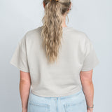 Crop Shirt Oversized Beige von hinten