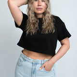Crop Shirt Oversized Schwarz von vorne