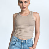 Top Mittellang Beige