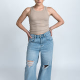 Top Mittellang Beige