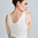 Crop Top V-Ausschnitt Weiß