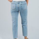 Jeans Mid Waisted Straight Fit Hellblau von hinten