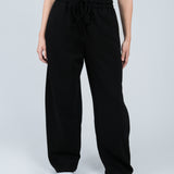 Joggerpants High Waisted mit Gummizug Schwarz von vorne