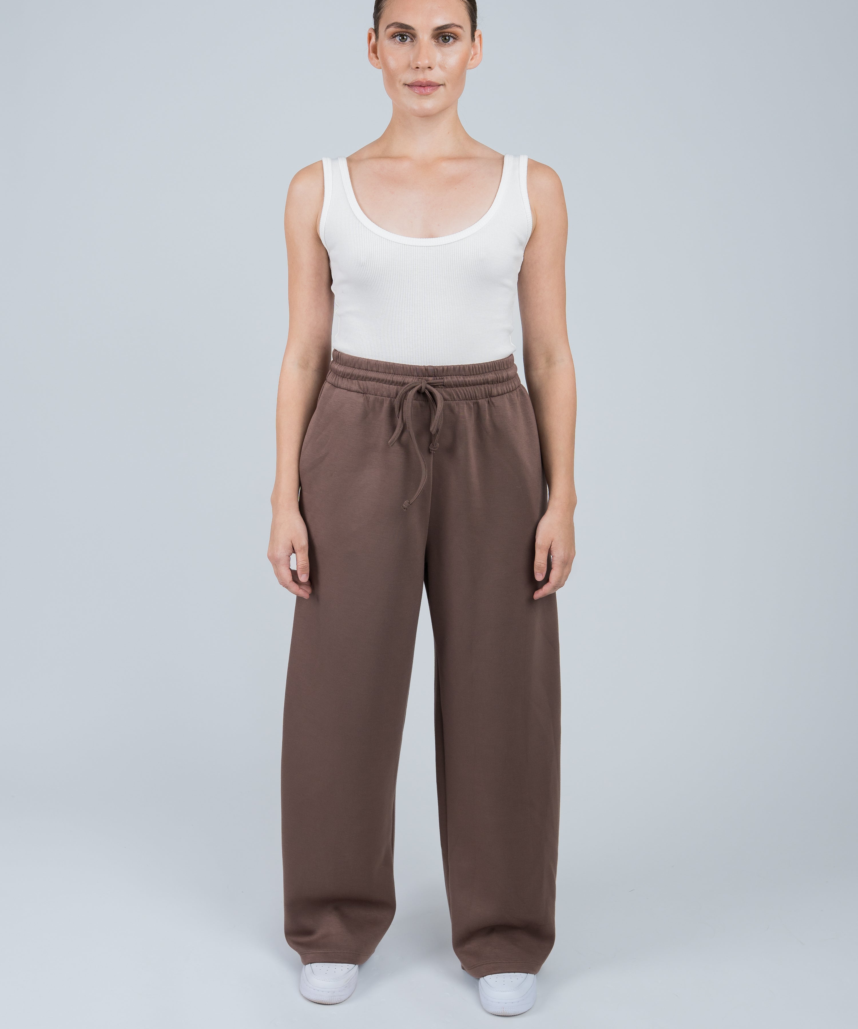 Joggerpants High Waisted mit Gummizug Mauve Ganzkörper vorne