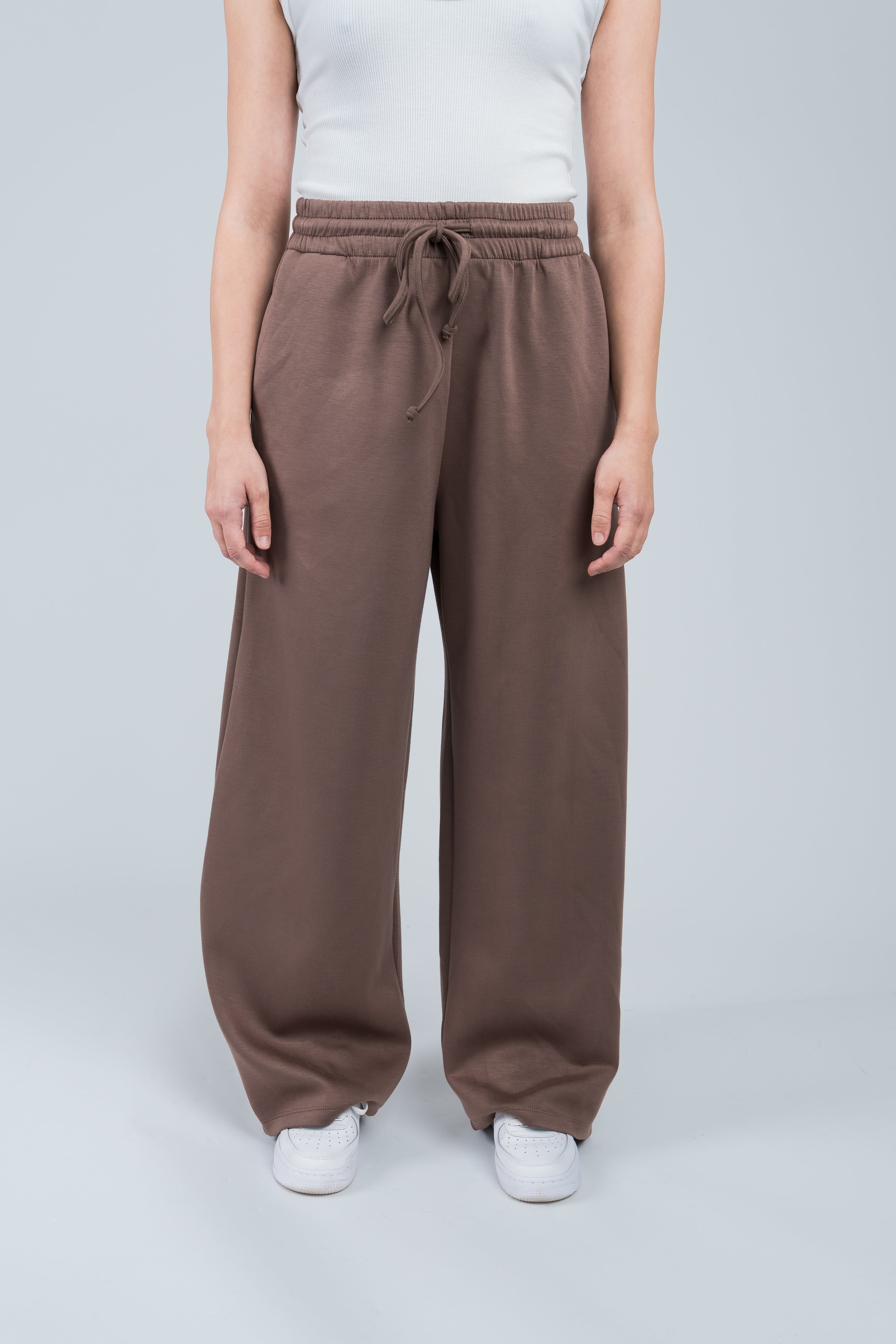 Joggerpants High Waisted mit Gummizug Mauve von vorne
