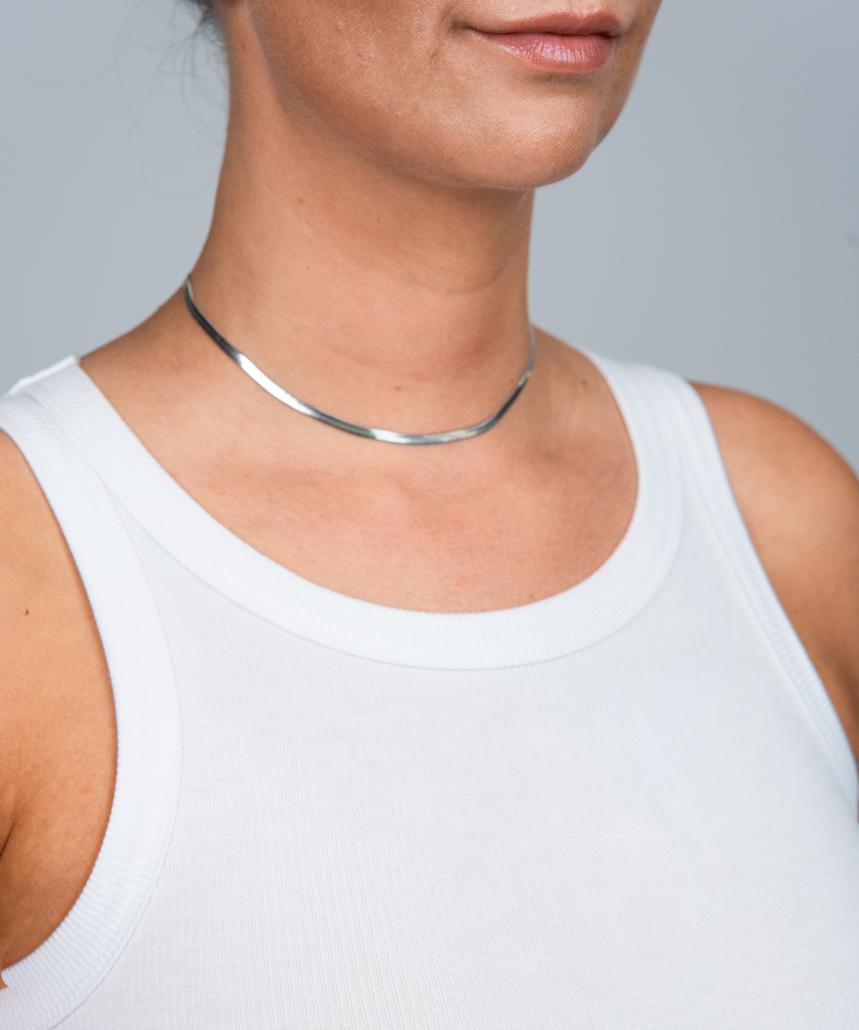 Kette Minimalistisch Schlangenglieder 35 cm 3 mm Silber einzeln
