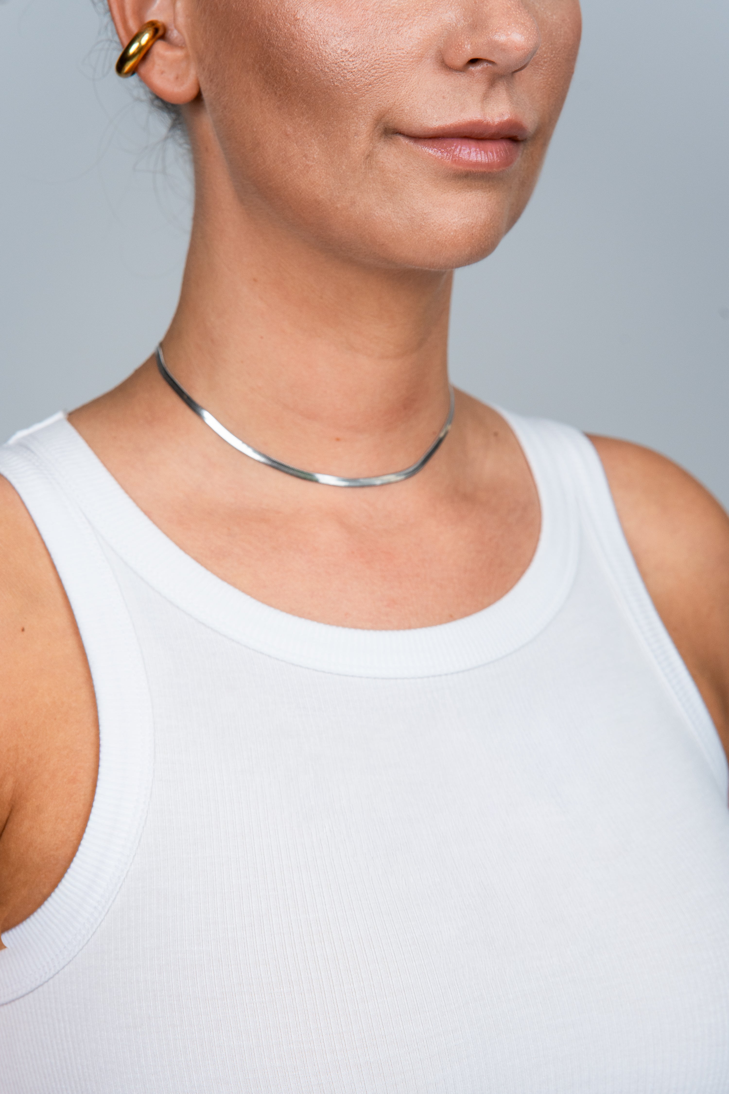 Kette Minimalistisch Schlangenglieder 35 cm 3 mm Silber einzeln
