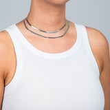 Kette Minimalistisch Schlangenglieder 40 cm 3 mm Silber doppelt