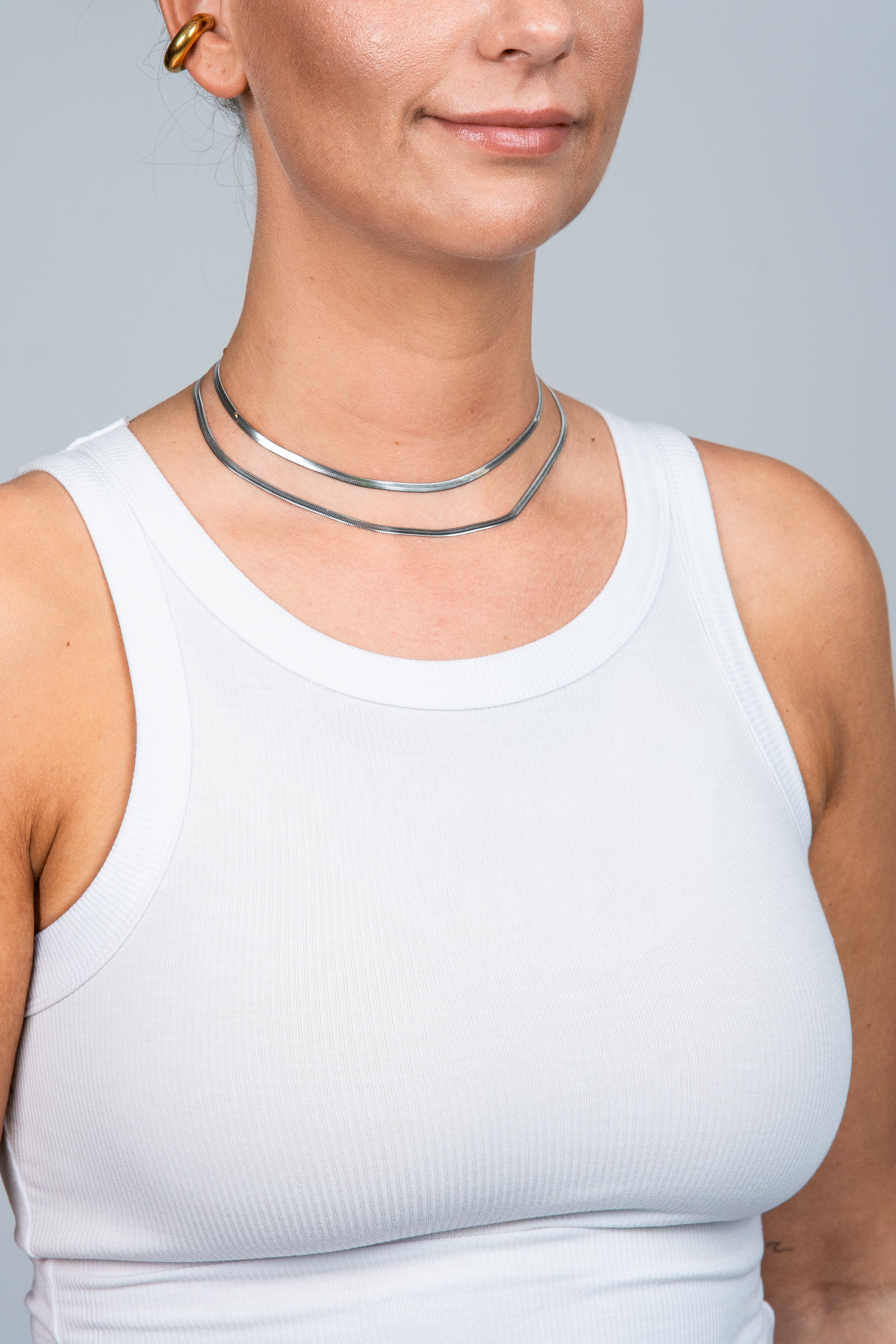 Kette Minimalistisch Schlangenglieder 40 cm 3 mm Silber doppelt