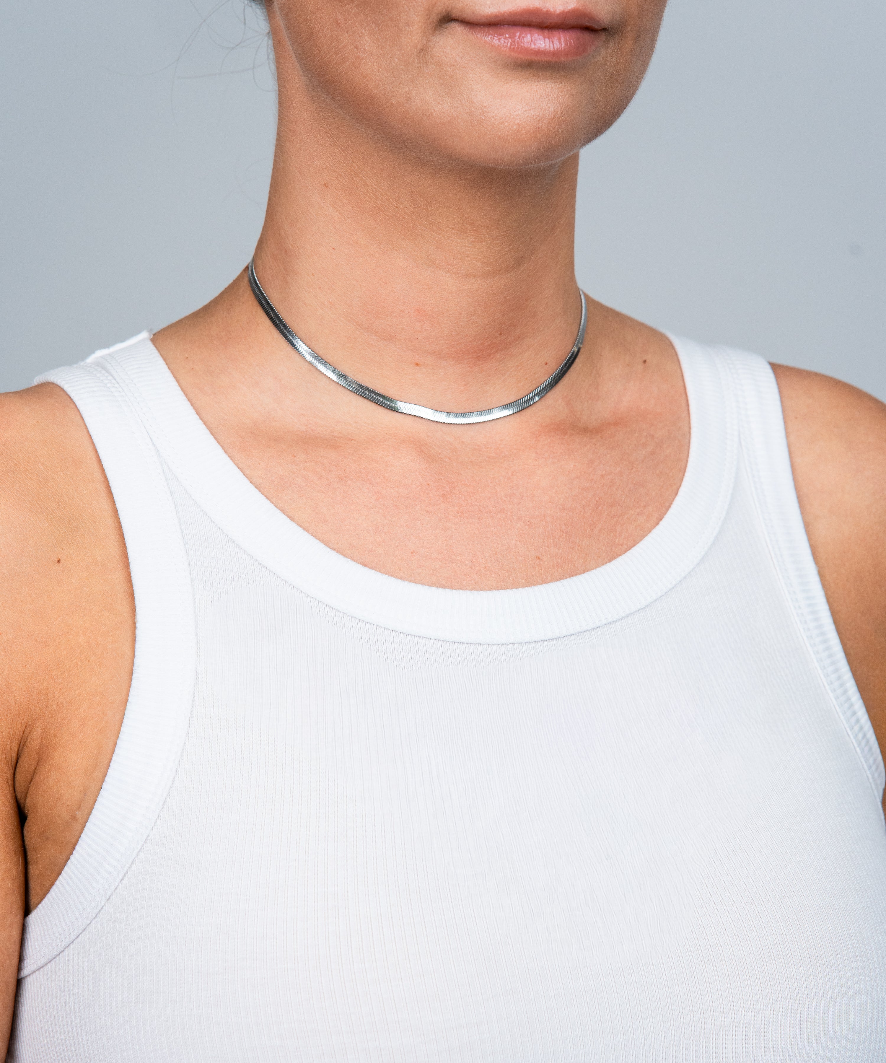 Kette Minimalistisch Schlangenglieder 35 cm 4 mm Silber einzeln