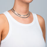 Kette Minimalistisch Schlangenglieder 40 cm 4 mm Silber doppelt