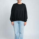 Sweater Oversized mit Bund Schwarz Ganzkörper lang