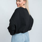 Sweater Oversized mit Bund Schwarz von hinten