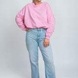 Sweater Oversized mit Bund Rosa Ganzkörper 
