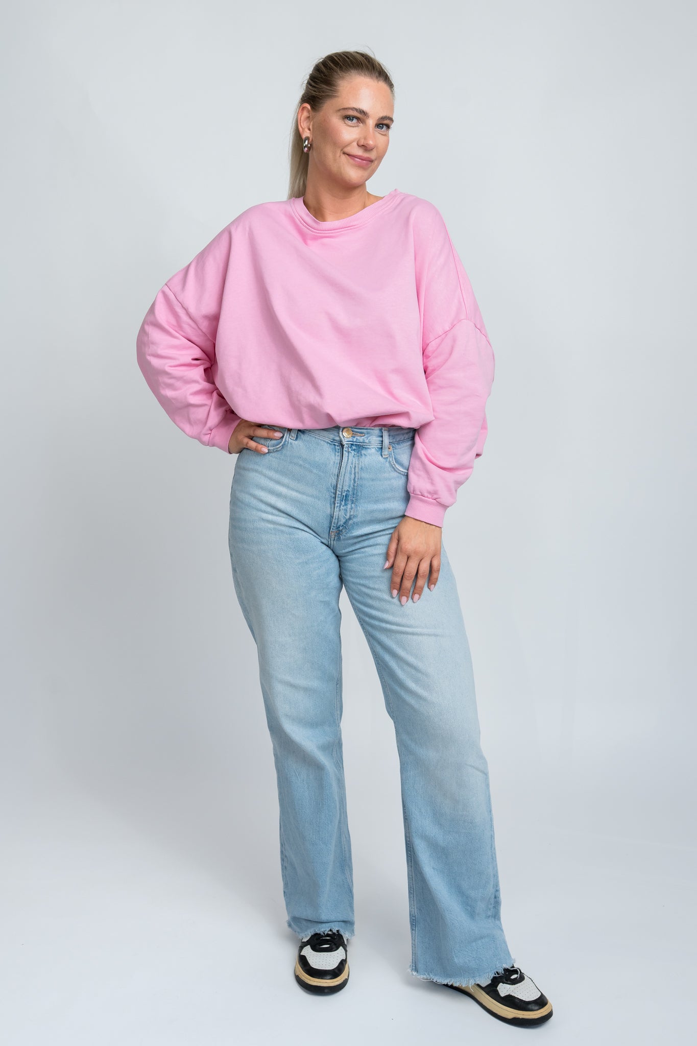 Sweater Oversized mit Bund Rosa Ganzkörper 