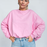 Sweater Oversized mit Bund Rosa von vorne