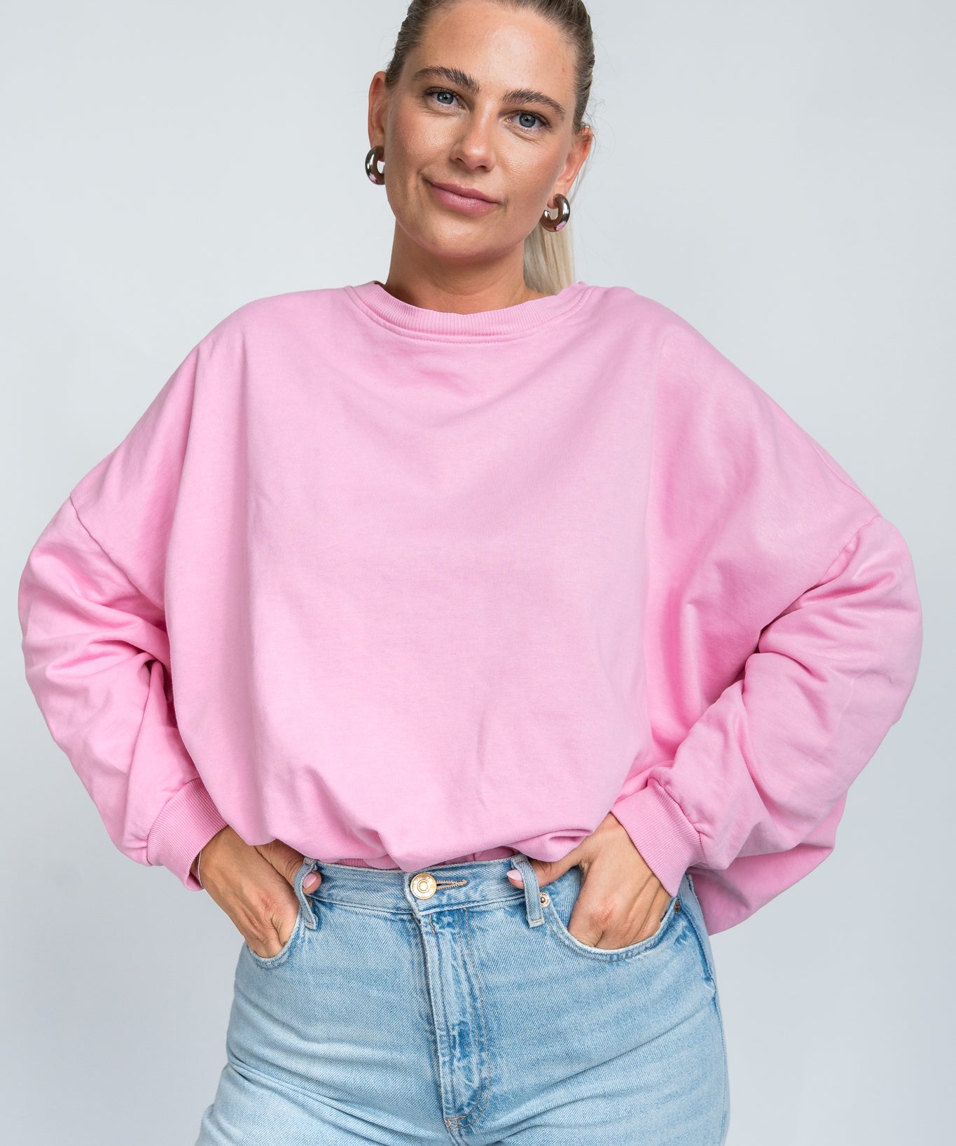 Sweater Oversized mit Bund Rosa von vorne
