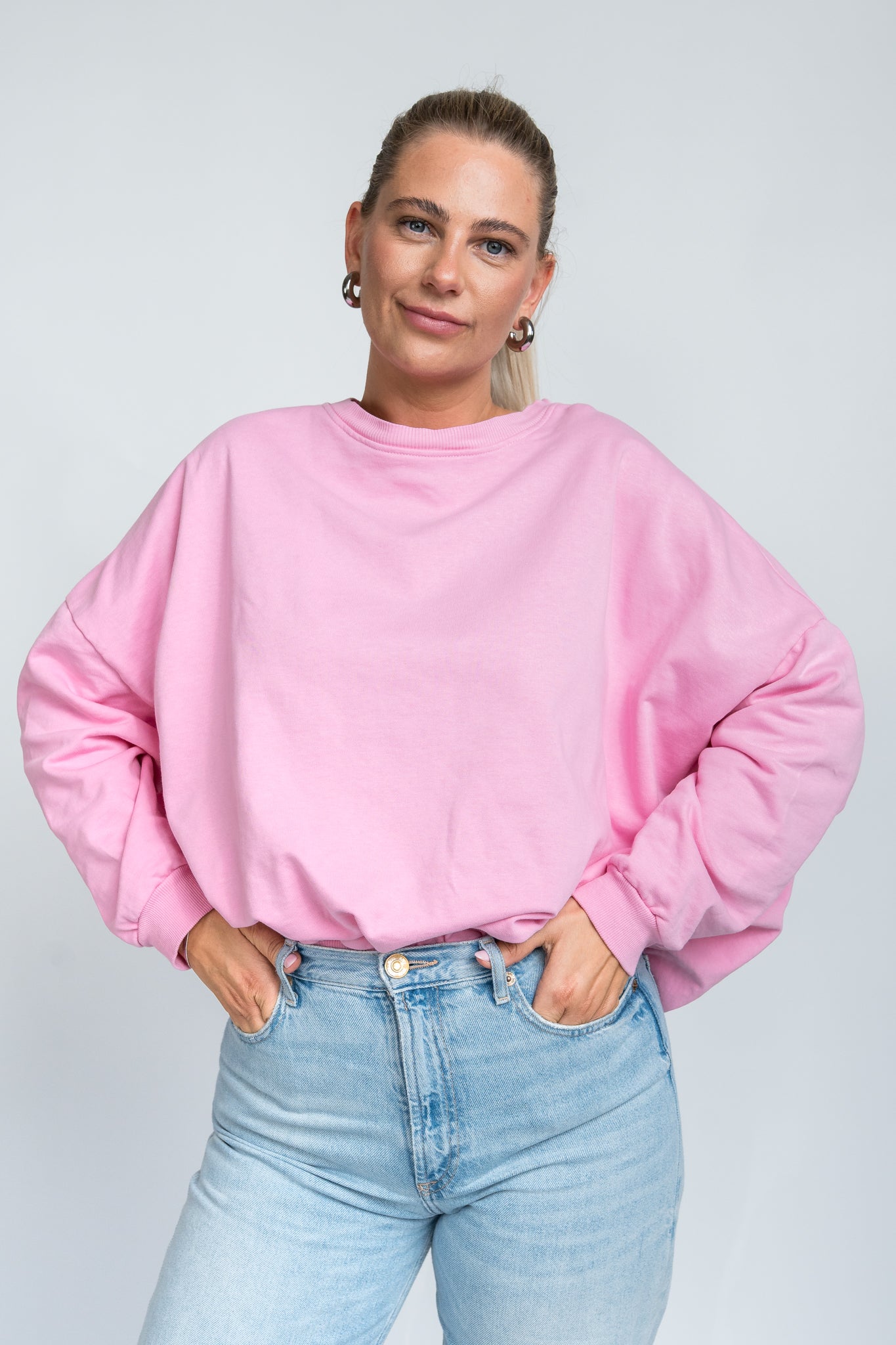 Sweater Oversized mit Bund Rosa von vorne