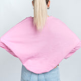 Sweater Oversized mit Bund Rosa von hinten