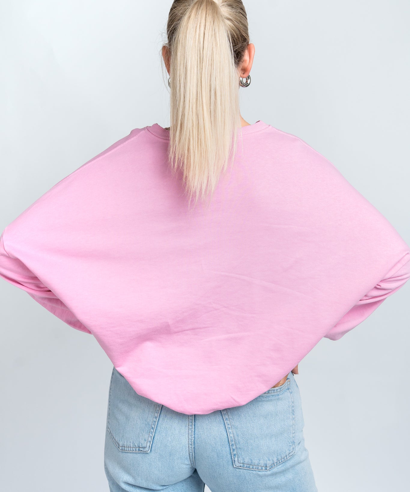 Sweater Oversized mit Bund Rosa von hinten