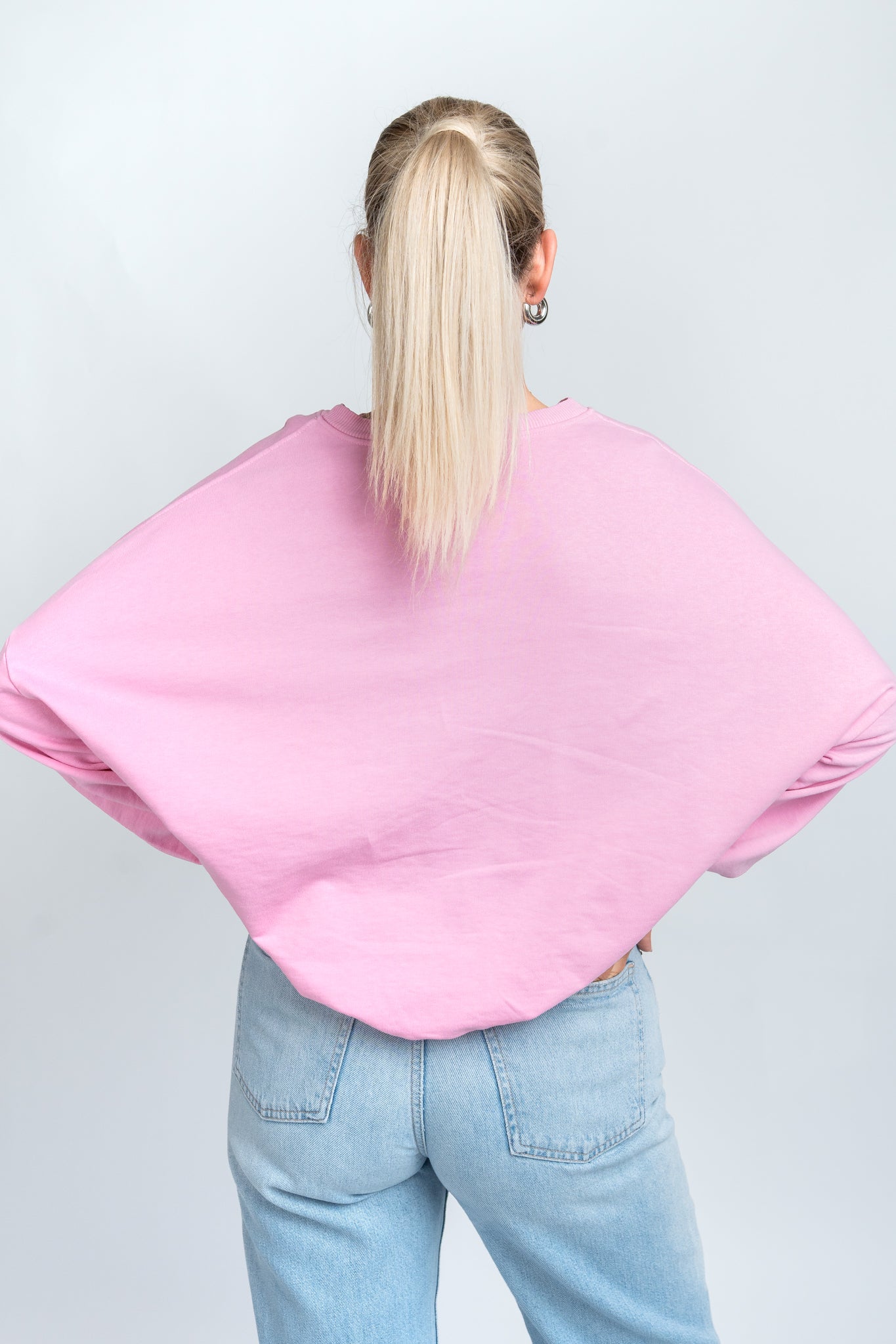 Sweater Oversized mit Bund Rosa von hinten