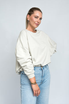 Sweater Oversized mit Bund Beige von vorne