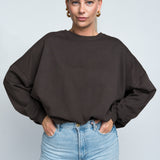Sweater Oversized mit Bund Dunkelbraun von vorne