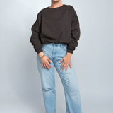 Sweater Oversized mit Bund Dunkelbraun Ganzkörper