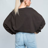 Sweater Oversized mit Bund Dunkelbraun von hinten