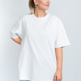 Oversized T-Shirt Basic Weiß von vorne