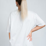 Oversized T-Shirt Basic Weiß von hinten