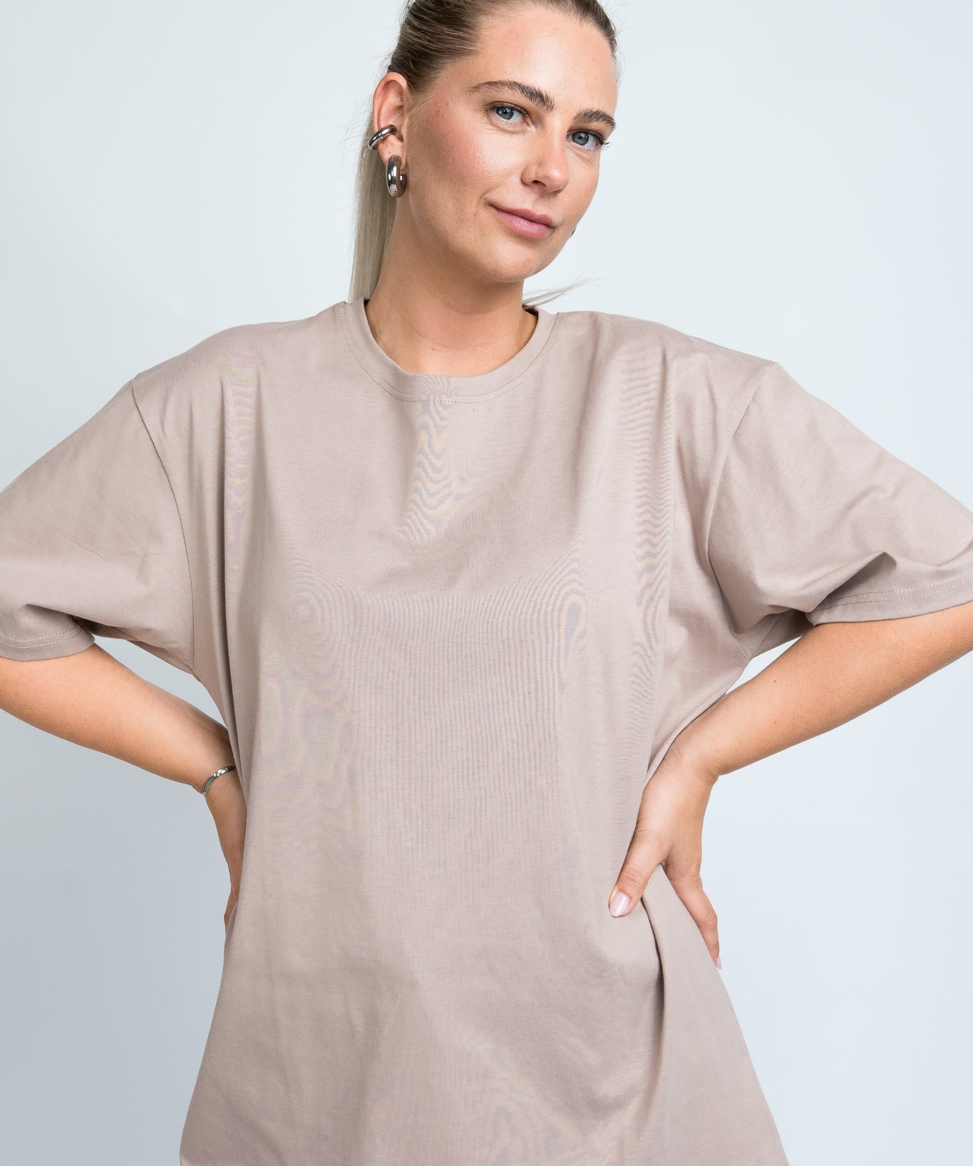 Oversized T-Shirt Basic Mauve von vorne