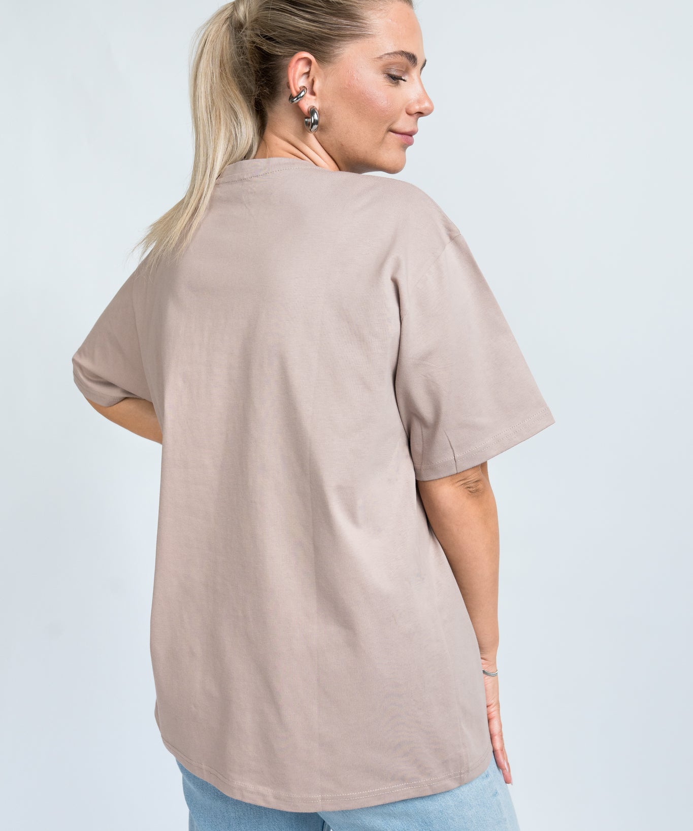 Oversized T-Shirt Basic Mauve von hinten