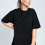 Oversized T-Shirt Basic Schwarz von vorne