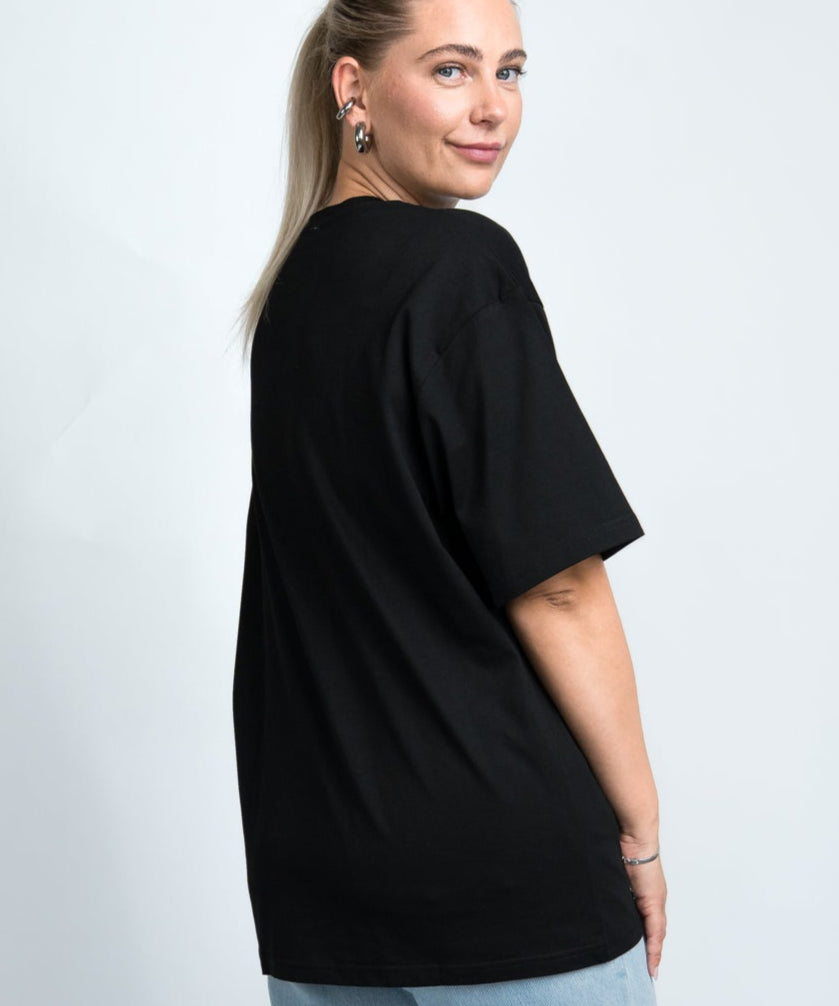 Oversized T-Shirt Basic Schwarz seitlich