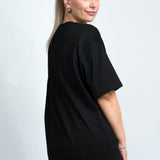 Oversized T-Shirt Basic Schwarz seitlich