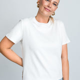 T-Shirt Kastig Mittellang Weiß von vorne