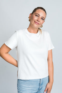 T-Shirt Kastig Mittellang Weiß von vorne