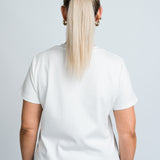 T-Shirt Kastig Mittellang Weiß von hinten