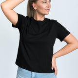 T-Shirt Kastig Mittellang Schwarz von vorne