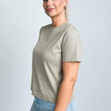 T-Shirt Kastig Mittellang Grün von vorne