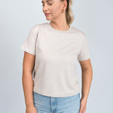 T-Shirt Kastig Mittellang Greige von vorne